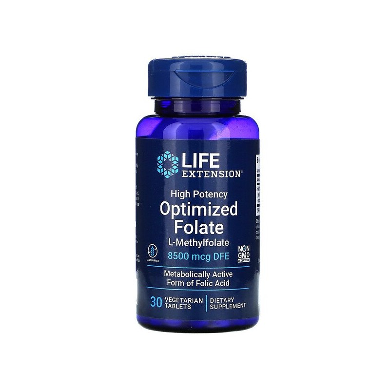 Folat optimizat de inalta potenta, 30 tablete, Sprijina atat sanatatea cardiovasculara, cat si cognitiva Beneficii de folat opti