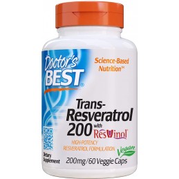 Doctor's Best Trans-Resveratrol with ResVinol-25 - 200mg - 60 Capsule Beneficii Resveratrol- reducerea tensiunii arteriale, scad