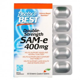 Doctor's Best SAM-e - 400mg Double-Strength - 60 Tablete Beneficii Double Strength SAM-e- ajuta la sprijinirea starii de spirit 