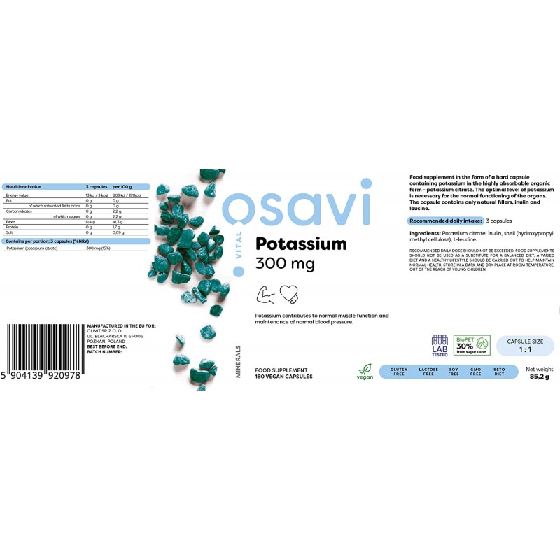 Osavi Potasiu 300mg 180 Capsule - 2 | YEO