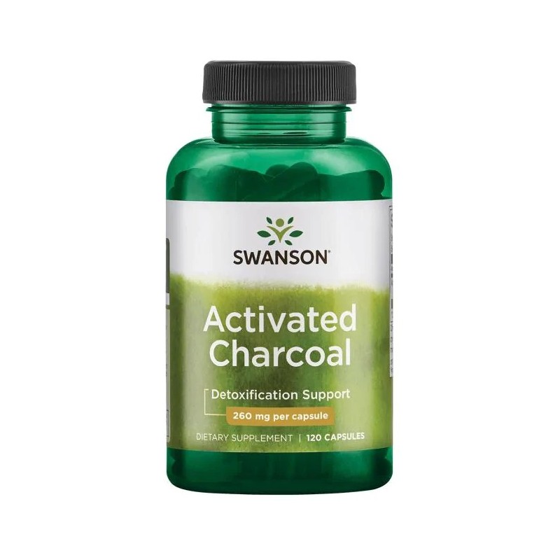 Activated Charcoal (Carbune activat) 260 mg, 120 Capsule- Ajuta in detoxifiere, suport pentru sanatatea rinichilor Beneficiile c