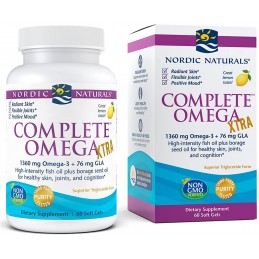 Supliment alimentar Complete Omega Xtra, 1360mg - 60 Capsule, Nordic Naturals Beneficii Omega Xtra- risc redus de boli cardiovas