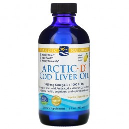 Nordic Naturals Arctic-D Cod Liver Oil, Lemon (ulei de ficat de cod arctic) - 237 ml. Beneficiile uleiului de ficat de cod arcti