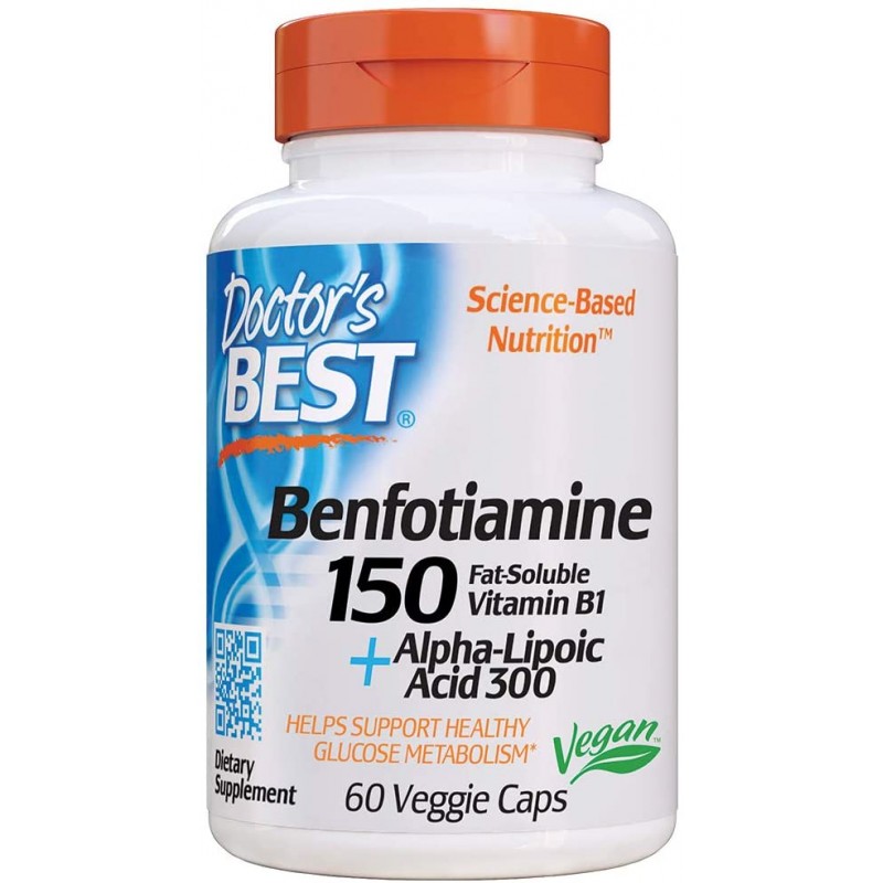 Doctor's Best Benfotiamine 150 + Alpha-Lipoic Acid 300 - 60 Capsule Beneficii Benfotiamina si Acid Alfa Lipoic- ajuta la sustine
