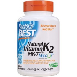 Doctor's Best Natural Vitamin K2 MK7 & MenaQ7 - 100mcg - 60 Capsule Beneficii K2 MK7 cu MenaQ7- ajuta la mentinerea sanatatii oa