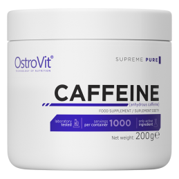 Caffeine pudra 200 grame, OstroVit Beneficii Cofeina: ajuta la accelerarea metabolismului, stimuleaza, adauga energie, sprijina 
