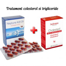 Pentru colesterol si trigliceride: Krill Oil si Cholesteril New Generation 60 capsule fiecare, Nutrisan Beneficii Cholesteril Ne