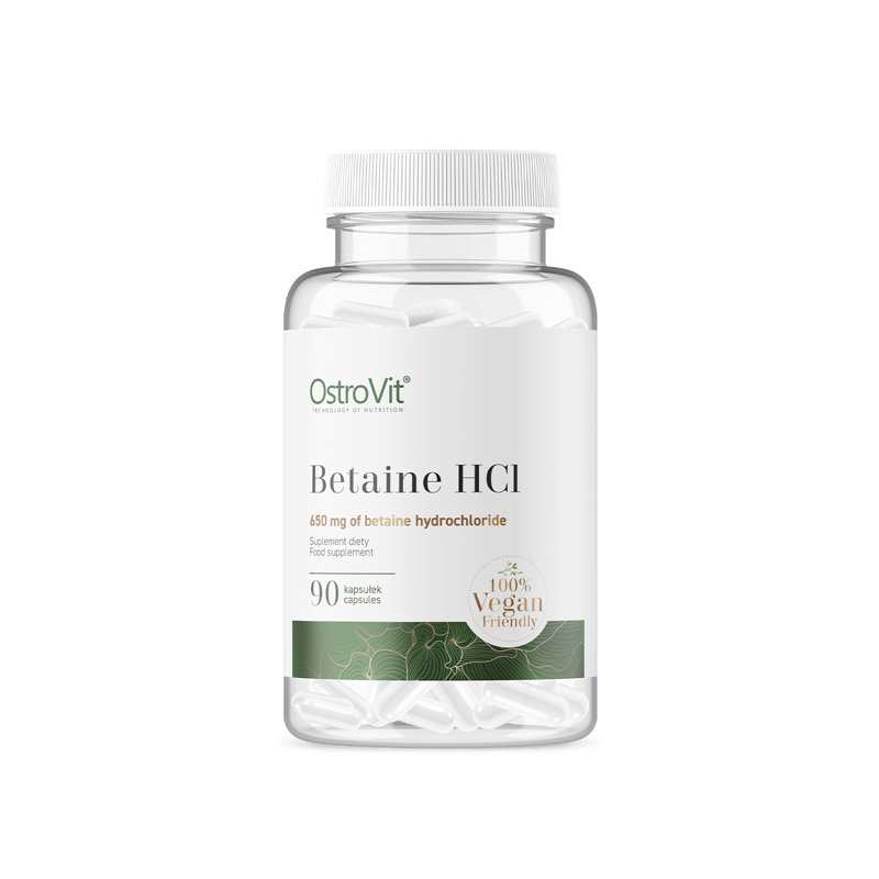 OstroVit Betaine HCl VEGE 90 Capsule Beneficii Betaine HCL- sustine procesul digestiv, ajuta la indigestie si balonare, optimize