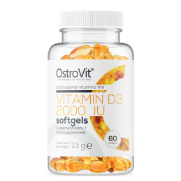 Vitamin D3 2000 IU -60 Caps (mentine sanatatea oaselor, amelioreaza mai multe boli, ajuta la reducerea stresului si a depresiei)