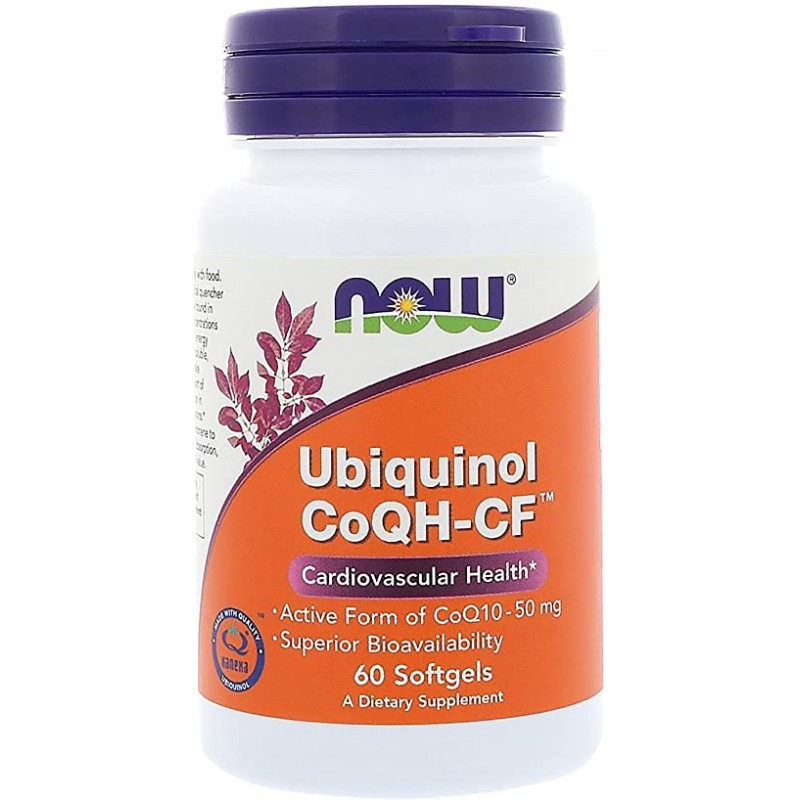 NOW Foods Ubiquinol CoQH-CF - 60 capsule 50mg Beneficii Ubiquinol: Sprijina sanatatea optima a inimii, sprijina productia de ene