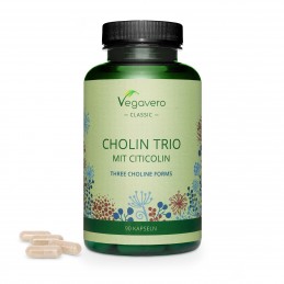 Vegavero Choline Trio 90 Capsule Beneficii Colina- sprijina sanatatea inimii si sanatatea ficatului, reduce grasimea corporala, 