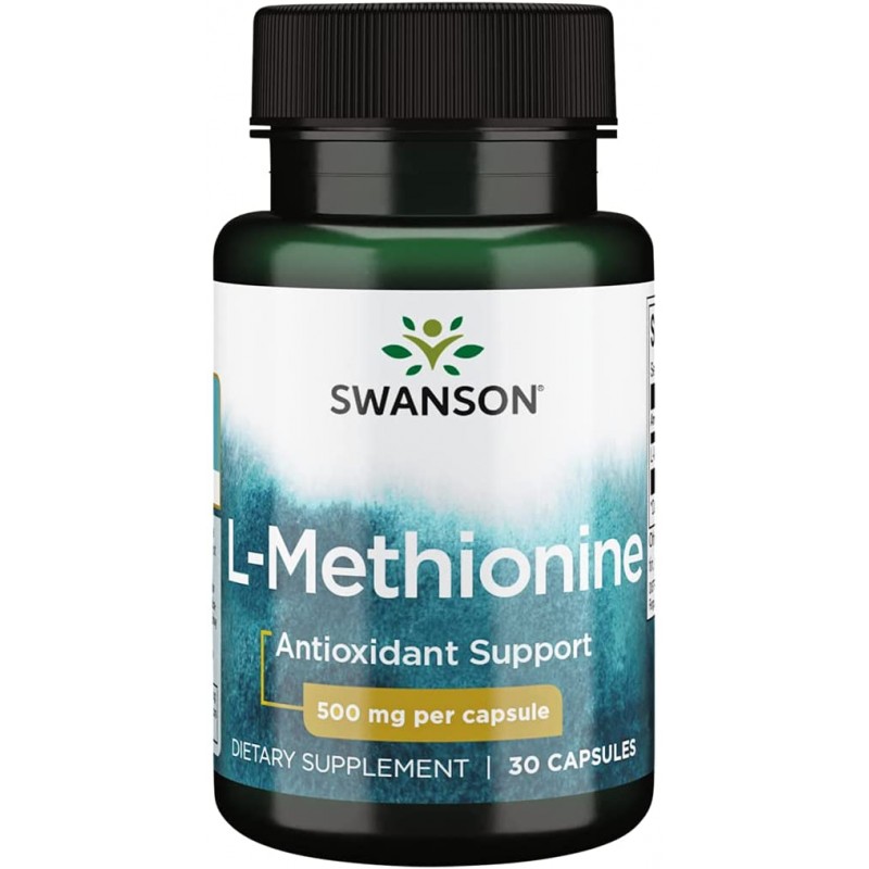 Swanson L-Methionine, 500mg - 30 Capsule (Metionina, pentru ficat) Beneficii Metionina: promoveaza functionarea sanatoasa a fica