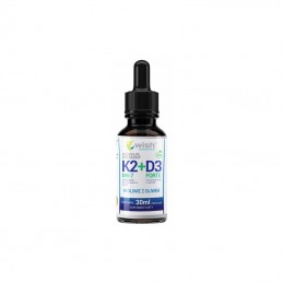 Wish Vitamin K2 MK-7 + D3 Forte 30 ml - Sanatate oase si imunitate Beneficii Vitamina D3&amp;K2: mentine sanatatea oaselor, ajut
