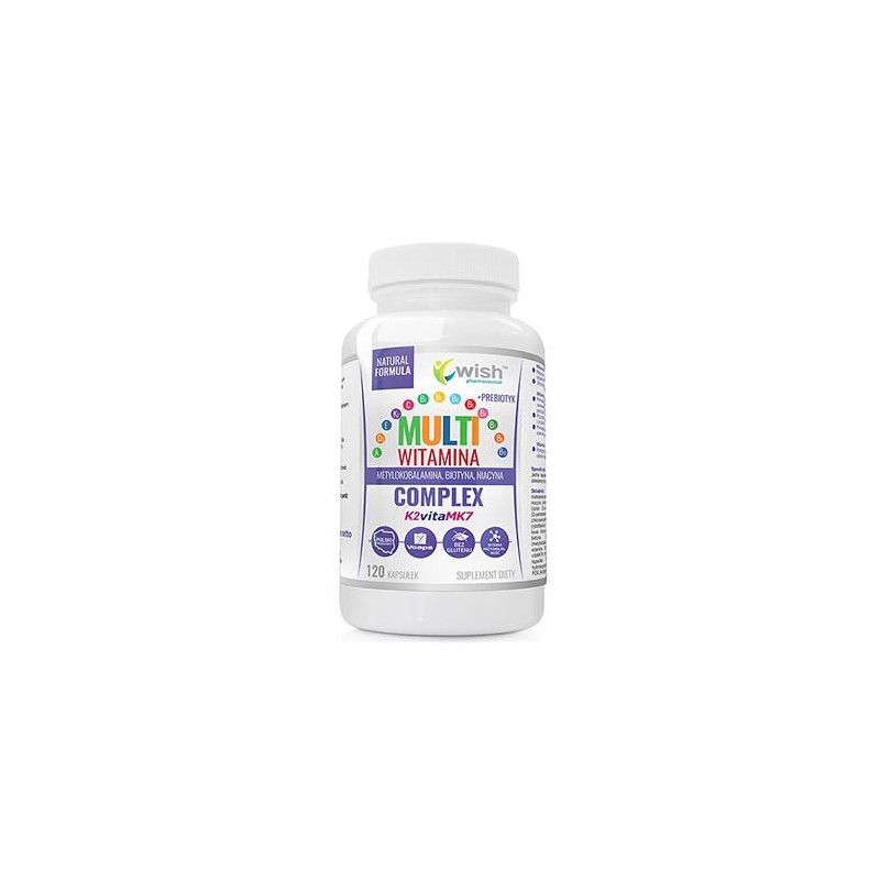 Wish Multivitamin Complex + Prebiotic 120 capsule - Imunitate si Energie BENEFICIILE COMPLEXULUI MULTIVITAMINIC: vitamine 100% n