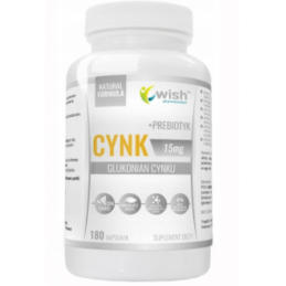 Wish Pharmaceutical Zinc Gluconate 15 mg + Prebiotic - 180 Capsule BENEFICII ZINC: reglarea proceselor metabolice si a activitat