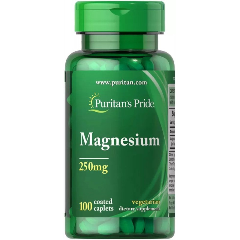 Puritan Pride Magnesium 250mg - 100 Capsule BENEFICII MAGNEZIU: ajuta la transformarea carbohidratilor, a proteinelor si a grasi