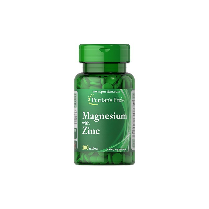 Puritan Pride Magnesium & Zinc - 100 Tablete BENEFICII MAGNEZIU &amp; ZINC- magneziul ajuta la crampele picioarelor si la functi