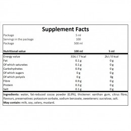 Cheat Meal Sos fara calorii cu aroma de ciocolata - 500 ml PROPRIETATI- sirop dulce fara zahar, o portie inseamna doar 1 calorie
