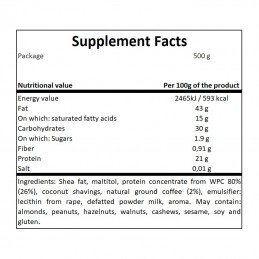 Cheat Meal Crema proteica Ciocolata alba cu cafea - 500 g PROPRIETATI- continut ridicat de proteine, continut scazut de carbohid