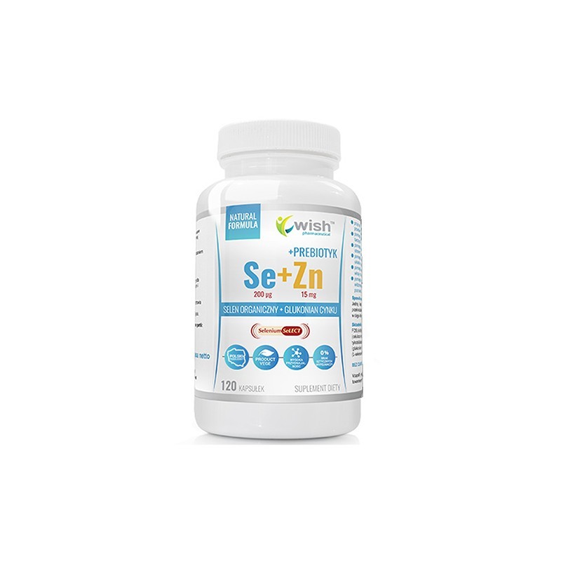 WISH Seleniu + Zinc + Prebiotic 120 Capsule – Imunitate BENEFICII SELENIU &amp; ZINC &amp; PREBIOTIC - seleniul sprijina produce