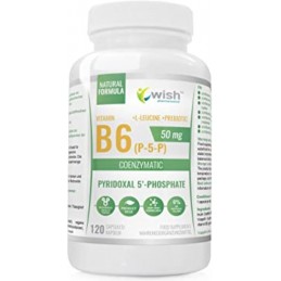 Wish Vitamina B6 50 mg & Inulina - 120 Capsule BENEFICII VITAMINA B6 &amp; INULINA- o cantitate mare de vitamina B6 per portie, 