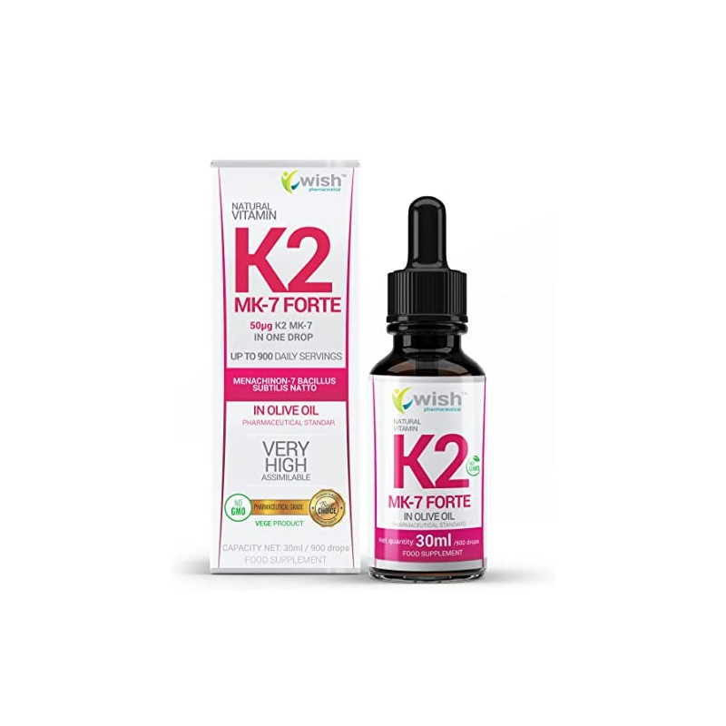 Ajuta la mentinerea oaselor sanatoase, potrivit pentru vegani si vegetarieni, Vitamina K2 MK7, 30 ml BENEFICII VITAMINA K2 MK7- 