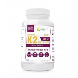 Wish Vitamin K2 Mk-7 Natto 100mcg - 120 Capsule BENEFICII VITAMINA K2 MK7- sustine sanatatea oaselor, promoveaza o buna circulat