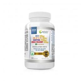Wish Modulator Forte Vitamine B complex 120 capsule - Energie si metabolism BENEFICII MODULATOR FORTE: doze mari de vitamine B6,