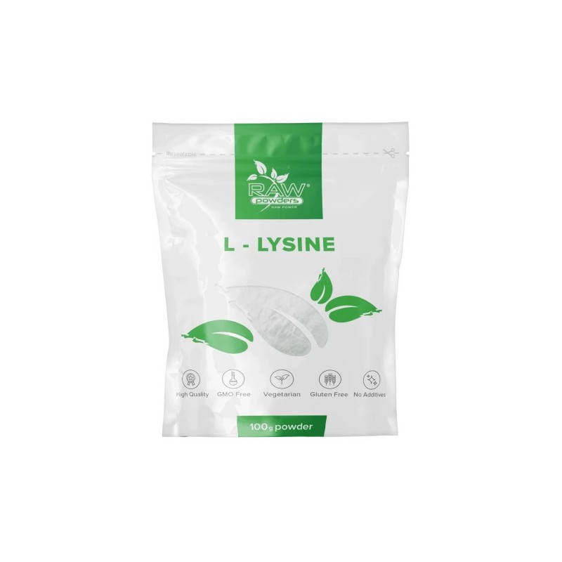 Raw Powders L-Lysina Pudra 100 grame L-LIZINA BENEFICII: suport pentru pierderea greutatii, imbunatateste focalizarea si concent