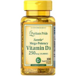 Vitamina D3, 10.000 IU, 250mcg, 100 Capsule, Mentine sanatatea oaselor, amelioreaza mai multe boli, ajuta la reducerea stresului