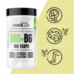 HiroLab Magneziu Citrat + Vitamina B6 100 capsule - Suport muscular BENEFICII MAGNEZIU CITRAT SI VITAMINA B6:  minimizeaza slabi