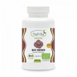 NatVita Reishi Bio 500 mg - 100 Capsule Beneficii Reishi- intareste sistemul imunitar, lupta impotriva oboselii si a depresiei, 