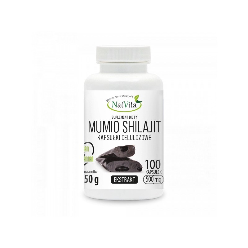 NatVita Mumio Shilajit Extract 500 mg - 100 Capsule BENEFICII MUMIO SHILAJIT- sustine sanatatea creierului, minimizeaza efectele