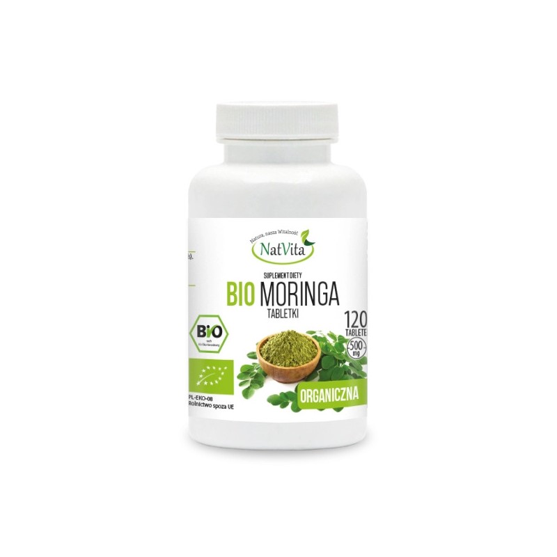 NatVita Moringa Oleifera Bio 500 mg - 120 Tablete Beneficii Moringa Oleifera- contine antioxidanti si compusi antiinflamatori, e