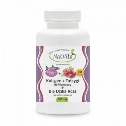NatVita Colagen Carpenter Liofilizat + Trandafir sălbatic Bio 300 mg - 80 Capsule BENEFICII COLAGEN- reduce liniile fine si ridu