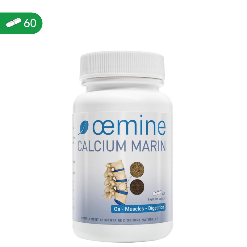 Calciu marin, 60 capsule, Benefic in o coagulare a sangelui normală, un metabolism normal de energie Calciu din Oemine CALCIUM M