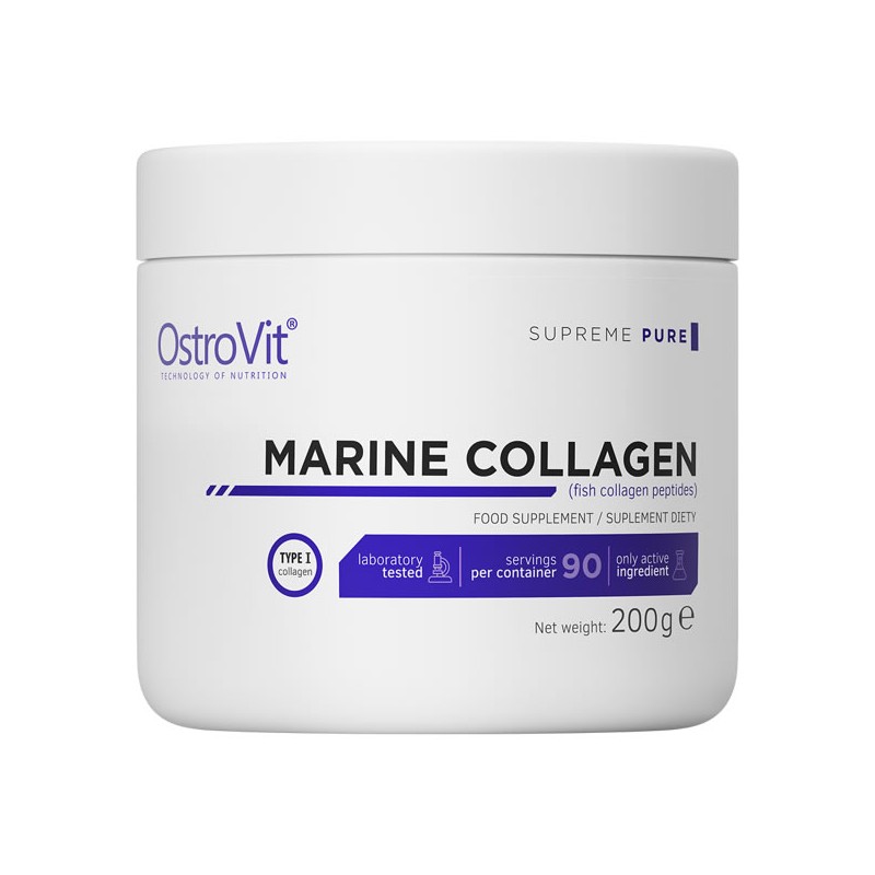 OstroVit Marine Collagen, peptide colagen marin din peste, pudra, 200 grame Beneficii Colagen marin hidrolizat pudra: OstroVit M