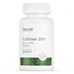 OstroVit Caffeine 200mg 200 Tablete – Energie & Focus Caffeine - Cofeina Beneficii: ajuta la accelerarea metabolismului, stimule