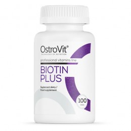OstroVit Biotina 2500 mcg + Zinc + Seleniu – 100 Tablete – Par, Piele si Unghii Biotina Plus 2500mcg + Zinc + Seleniu Beneficii: