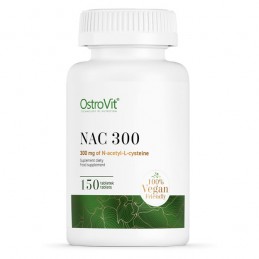 OstroVit NAC (N-Acetil-cisteina), 300 mg, 150 Tablete Beneficiile N-Acetil Cisteinei: esentiala pentru a face glutationul un put