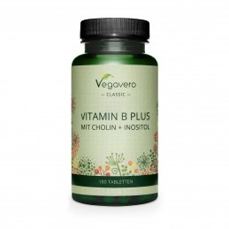 Vegavero Vitamina B Plus + Colina 180 Tablete Vitamina B12 (Metilcobalamina și Adenosilcobalamina), Acid Folic (5-MTHF), Vitamin