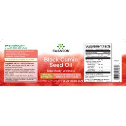 Swanson Black Cumin Seed Oil (ulei din semințe de chimen negru) 500 mg, 60 Capsule lichide Beneficii: Susține sănătatea digestiv