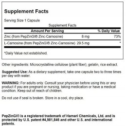 Swanson Zinc Carnosine (PepZin GI), 8 mg 60 Capsule BENEFICII- Ajută la ameliorarea disconfortului gastric ocazional, Ajută la s