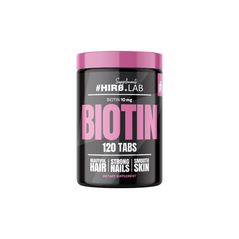 Biotină 10000 mcg - 10 mg Concentrat 120 Comprimate, HiroLab BIOTINA beneficii: sustine pielea, parul si unghiile, sprijina ment