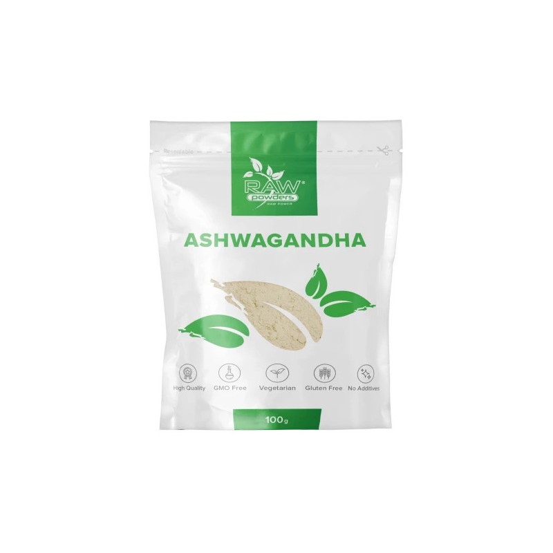 RAW Powders Ashwagandha 5:1 Extract Pulbere 100 g - Stres si Vitalitate Beneficii Ashwagandha: imbunatateste functia insuficient