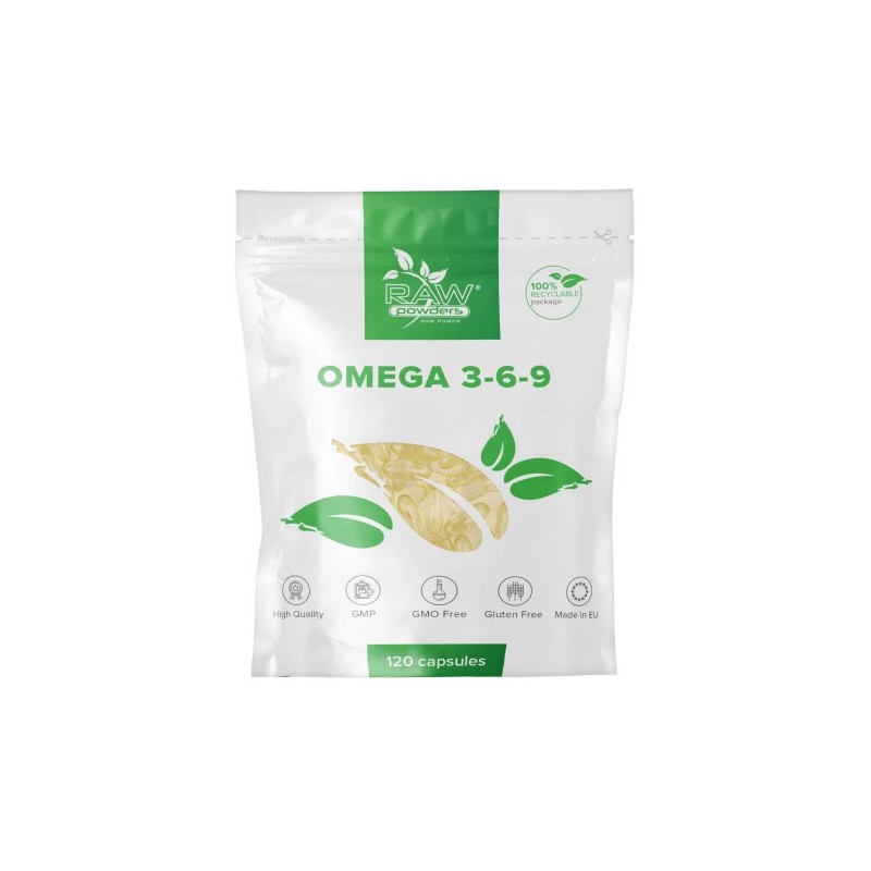 RAW Powders Omega 3-6-9 120 Capsule - Inima si Articulatii BENEFICII OMEGA 3-6-9: contribuie la functionarea normala a inimii, c