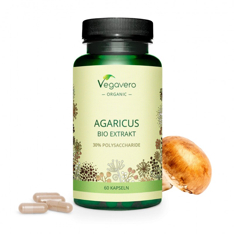 Vegavero organic agaricus 600 mg, 60 capsule
