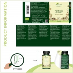 Vegavero Organic Agaricus 600 mg, 60 Capsule BENEFICII AGARICUS: sustinerea sistemului imunitar, mentinerea sanatatii aparatului