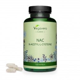 Vegavero NAC 500 mg, 120 Capsule (N-Acetil-Cisteina) Beneficiile N-Acetil Cisteinei: esentiala pentru a face glutationul un pute