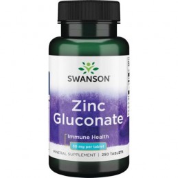 Zinc Gluconate 30 mg 250 Tablete, Swanson Beneficii zinc gluconate: reglarea proceselor metabolice si a activitatii enzimelor di